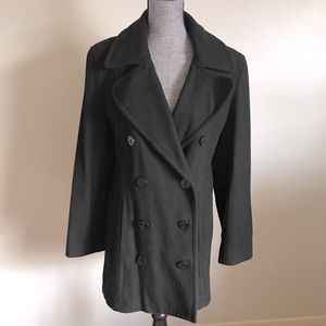 Black wool pea coat sz M (10)